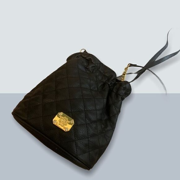 Black Quilted Jessica Simpson Mini Bucket Bag - Picture 5 of 6